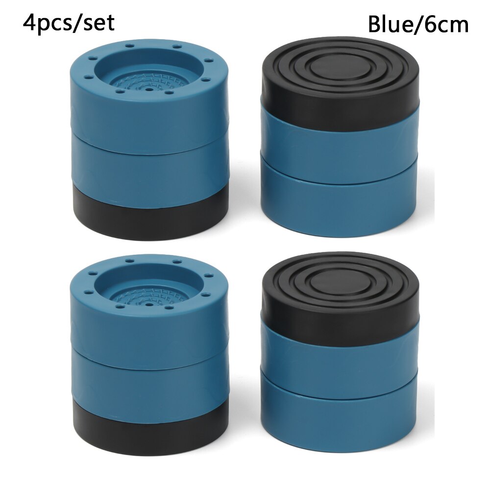 4pcs Universal Dryer Feet Pads Support Rubber Mat Air Conditioner Refrigerator Anti-Vibration Washing Machine Non-Slip Pad: 6cm Blue