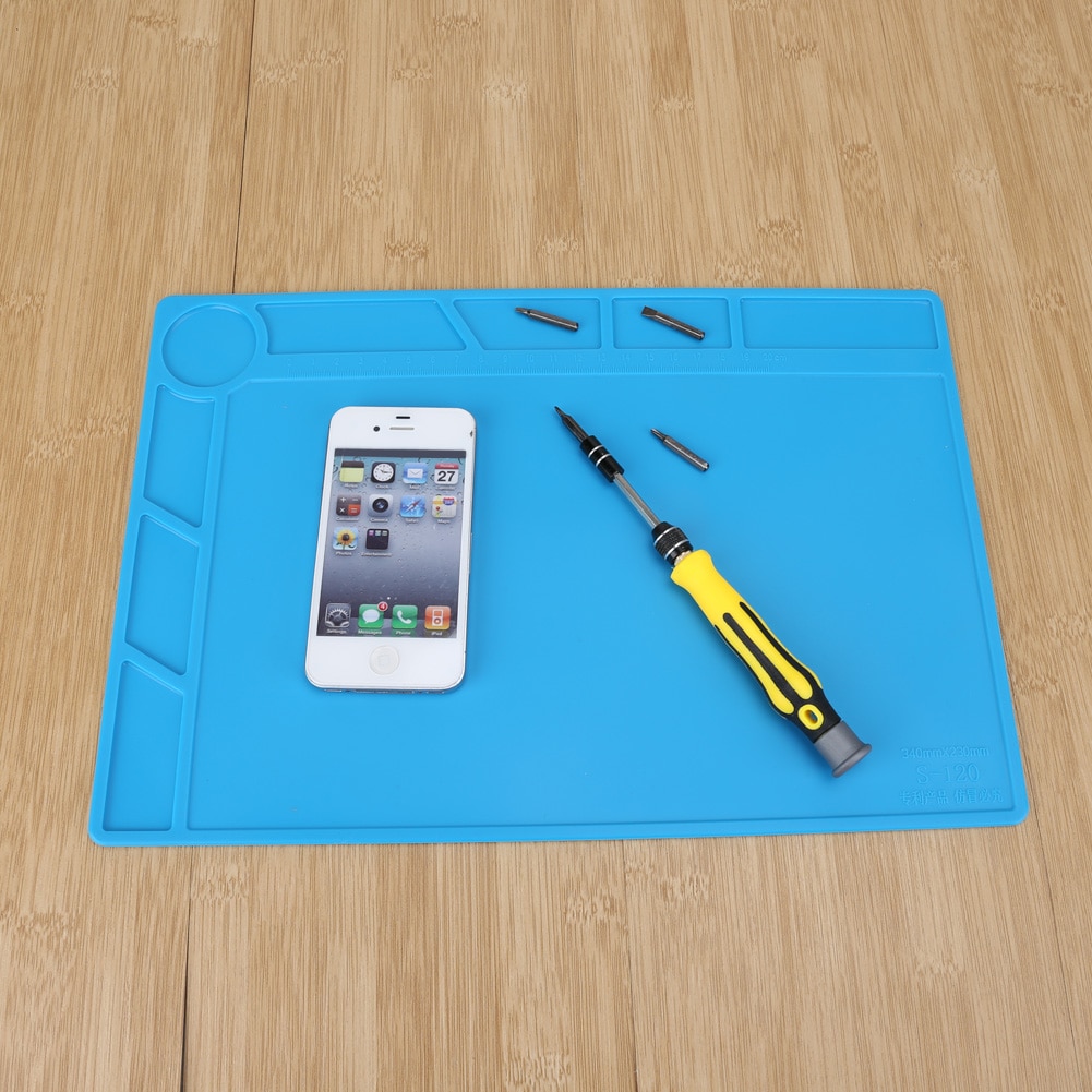 Warmte Isolatie Siliconen Pad Bureau Mat Onderhoud Platform Voor Bga Solderen Reparatie Station Met Magnetische Sectie 34X23 Cm