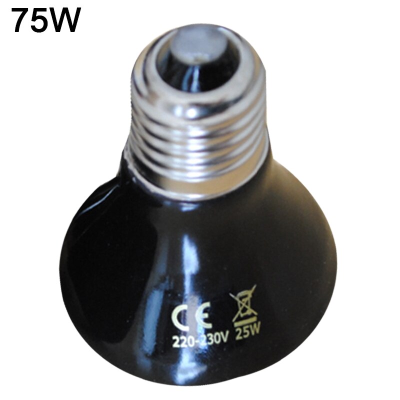 25W 50W 75W 100W E27 Reptile Huisdier Verwarming Lamp Zwart Infrarood Keramische Emitter Warmte Gloeilamp huisdier Broedmachine Reptiel Lamp 220-230V: 1pc 75W