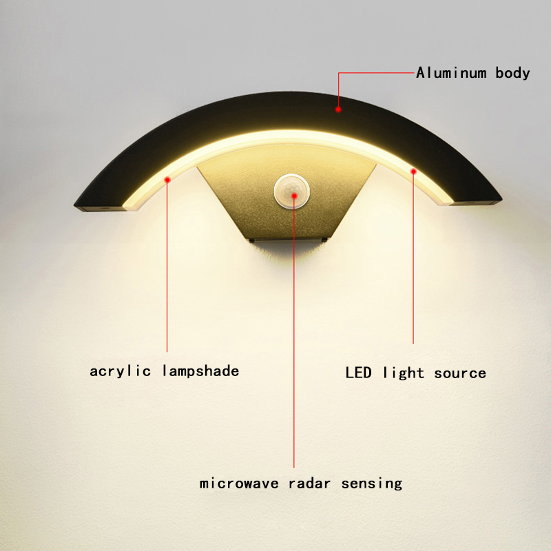 LED-maanwandlamp buiten waterdicht eenvoudige binnenplaats creatieve villa balkon entree landschap menselijk lichaam sensorlicht