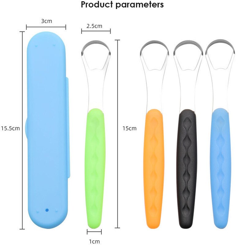 Stainless Steel Tongue Scraper with Portable Travel Case U Shape Tongue Cleaner Oral Tongue Brush for Adult Fresh Breath