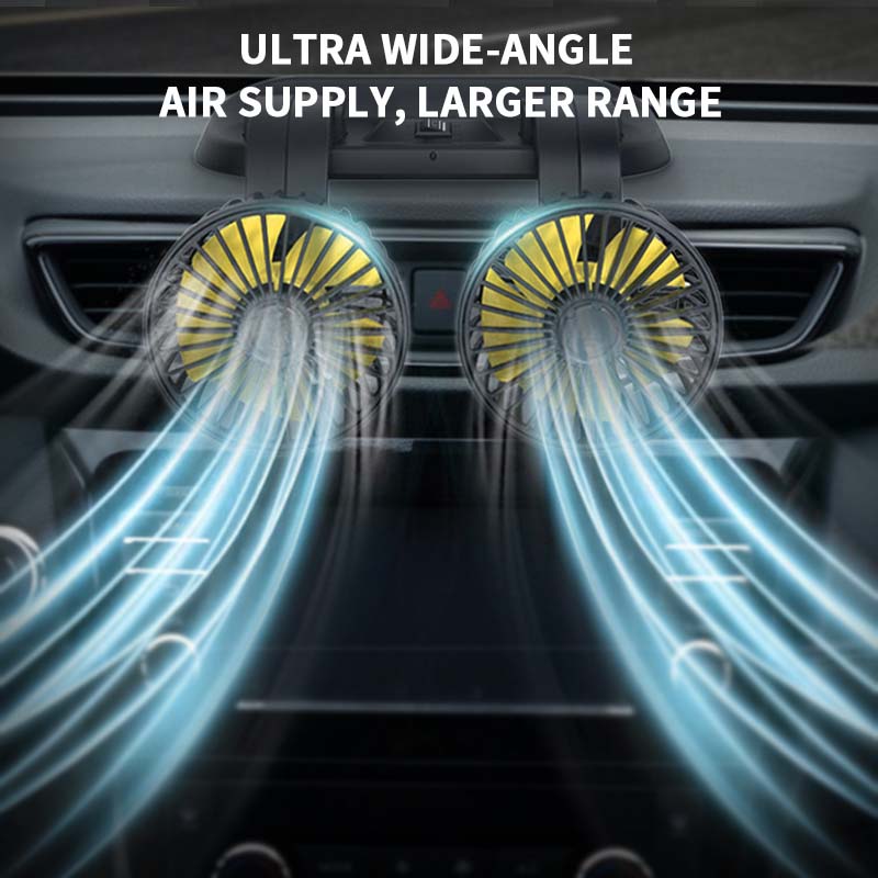 Car Fan Dashboard/Air Vent Summer Cooling Fan Rotatable Strong Airflow Circulation Dual Fans 12V/24V with Parking Number Plater
