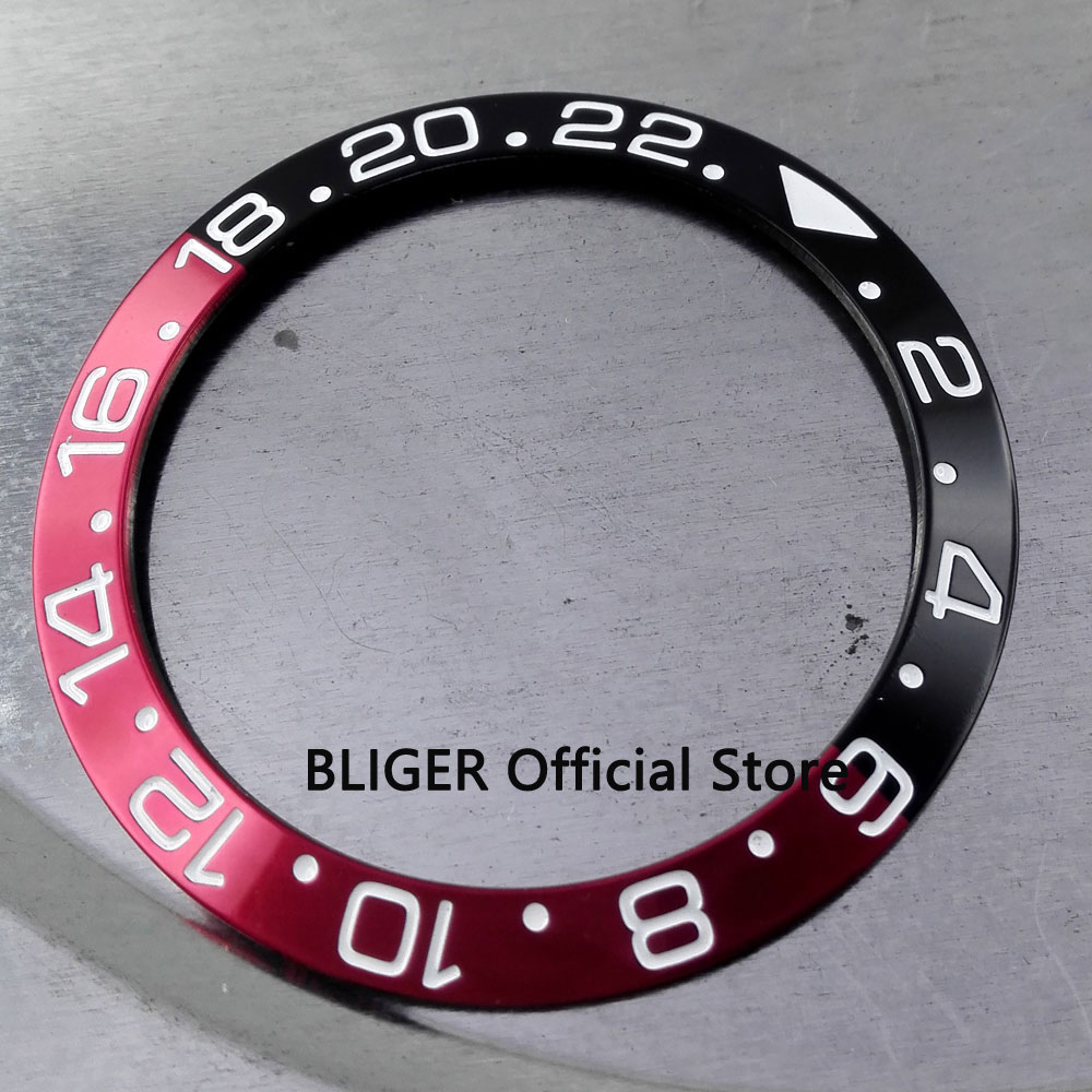 38mm zwart rood aluminium bezel met witte marks fit autommati 40mm horloge case mannen bezel BB6
