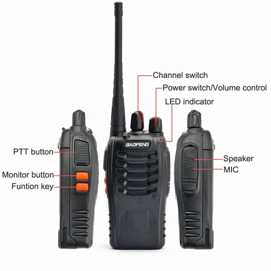 4PCS Originale Baofeng BF888S Walkie Talkie 5W BF-888S 5KM UHF 400-470MHZ Ricetrasmettitore Portatile Radio Bidirezionale BF 888S Citofono