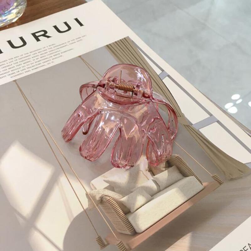 Pince à cheveux en plastique pour femmes, pince à cheveux épaisse en forme de poulpe,: Violet