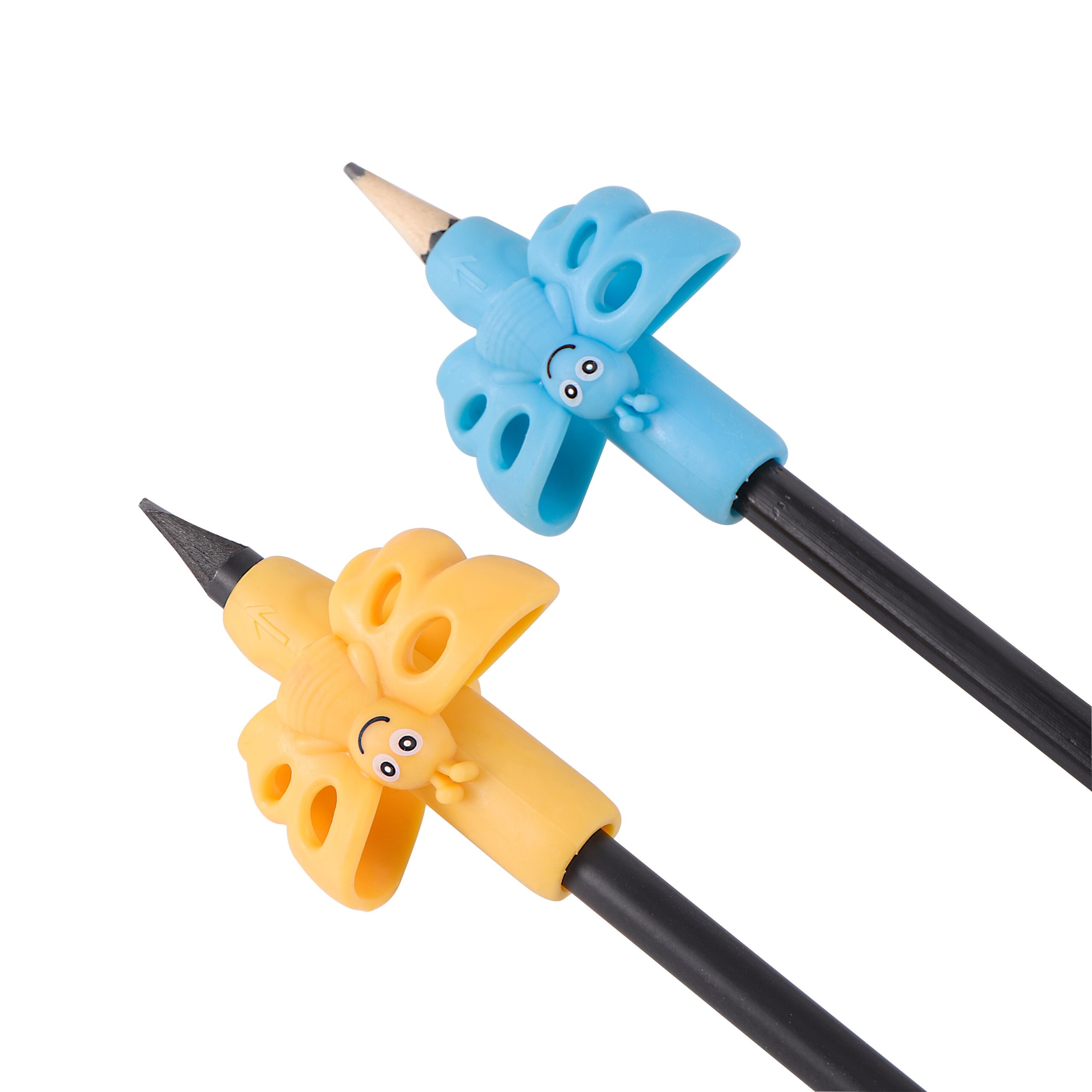 Stylo correcteur de Posture pour enfants, 2 pièces, support de stylo d'écriture bleu jaune en option, dispositif d'aide à la Correction de la Posture pour étudiants: Yellow and Blue