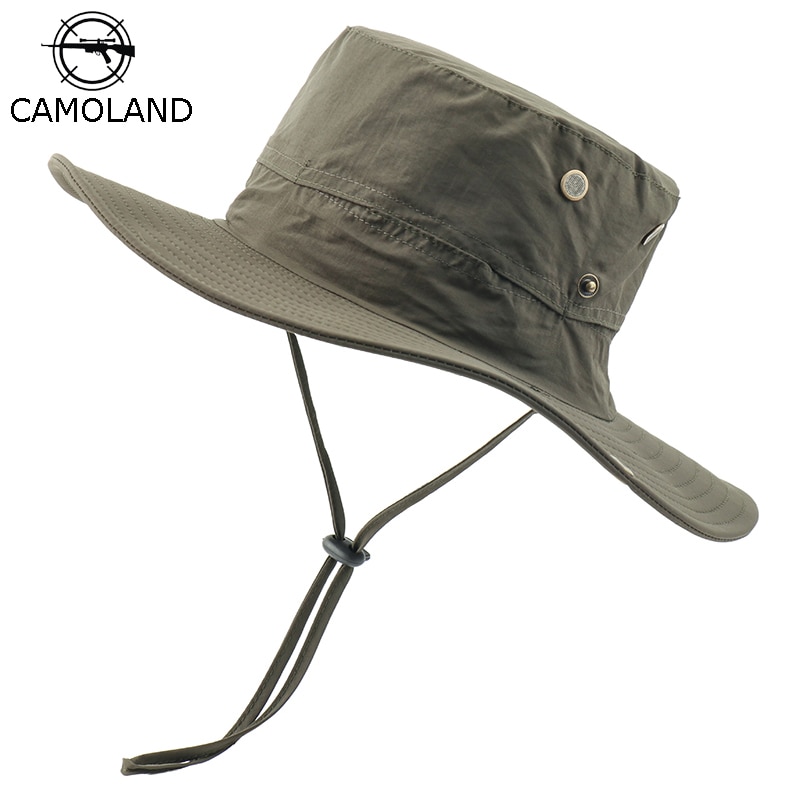 CAMOLAND Waterproof Boonie Hat For Men Outdoor Fishing Hats Wide Brim UV Protection Beach Caps Women Breathable Sun Bucket Hat