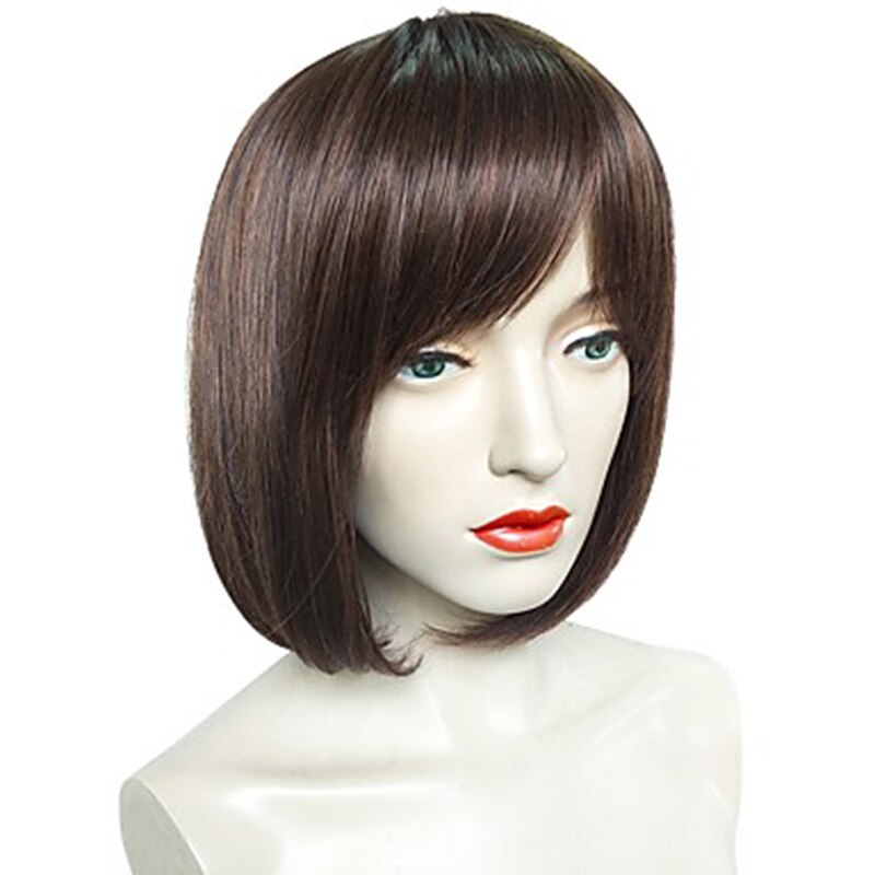 HAIRJOY Frauen Synthetische Haar Grau Weiß Gemischte Perücken Braune Kurze Gerade Bob Perücke