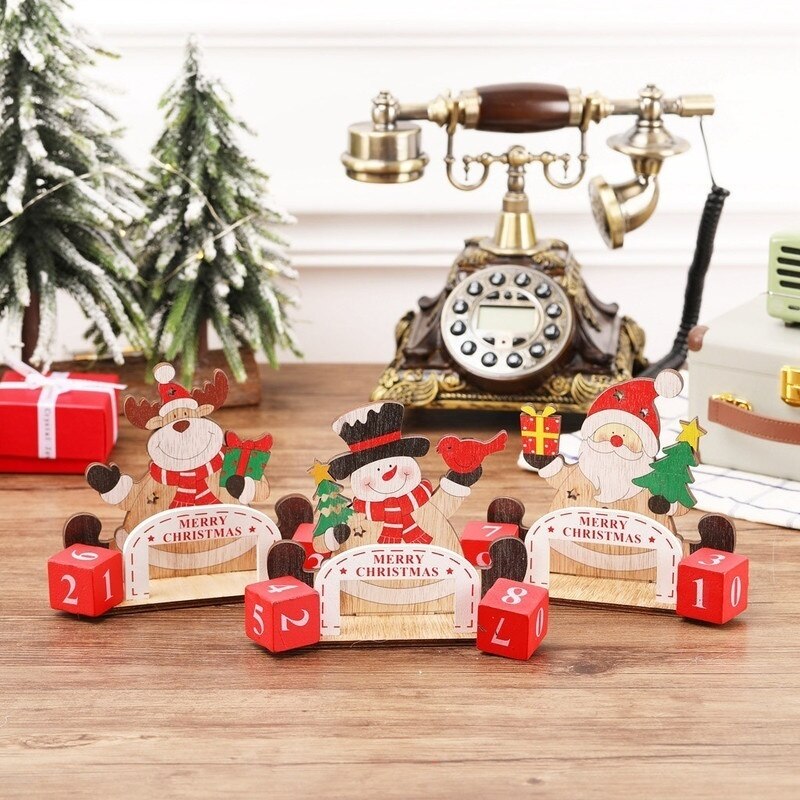 Tee-se-itse-joulupukin kalenteri joulukoristeet puinen kalenteri toimiston työpöydän koristelu vuoden kalenteri sisustus