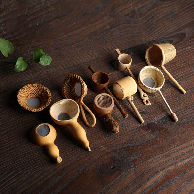 Teaism Tea Table Decor Tea Decorative Tea Strainers Bamboo Rattan Gourd Shaped Tea Leaves Funnel Ceremony Accessories