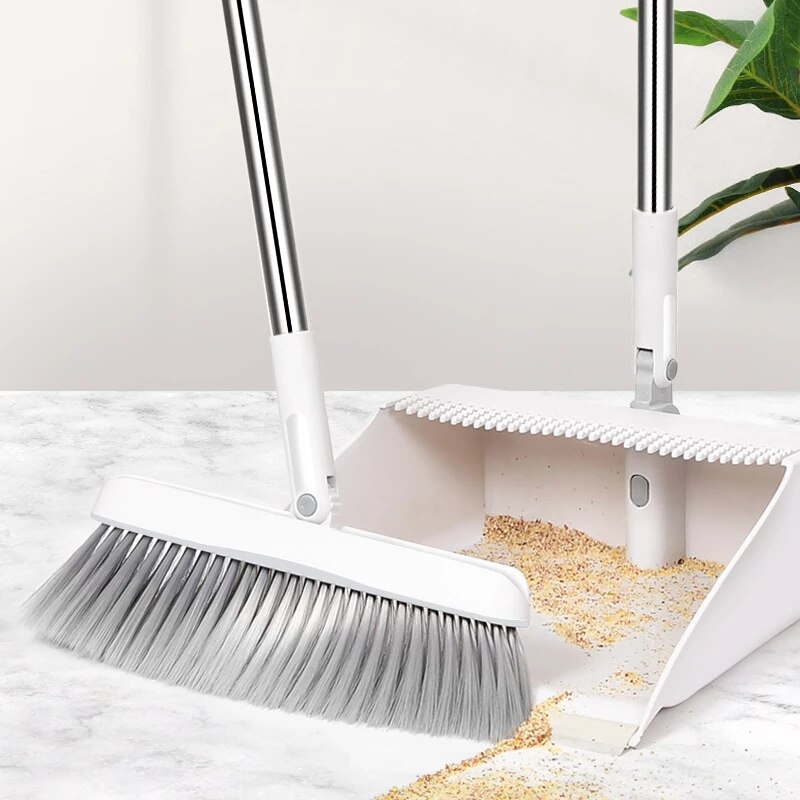 Foldable Standing Broom Dustpan Set with Extendable Broomstick Cleaning Brush Magic Windproof Rotatable Broom Broom Crumb Tools