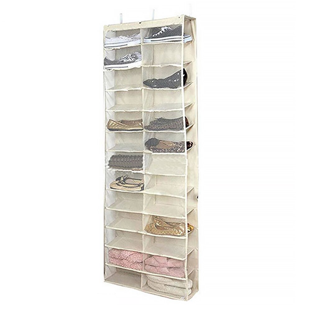 26 tasca Scarpiera Spazio-risparmio energetico Appeso Multifunzione Organizzatore Uso Domestico Porta Schermo titolare Armadio Pieghevole Scaffalature per la casa: Beige