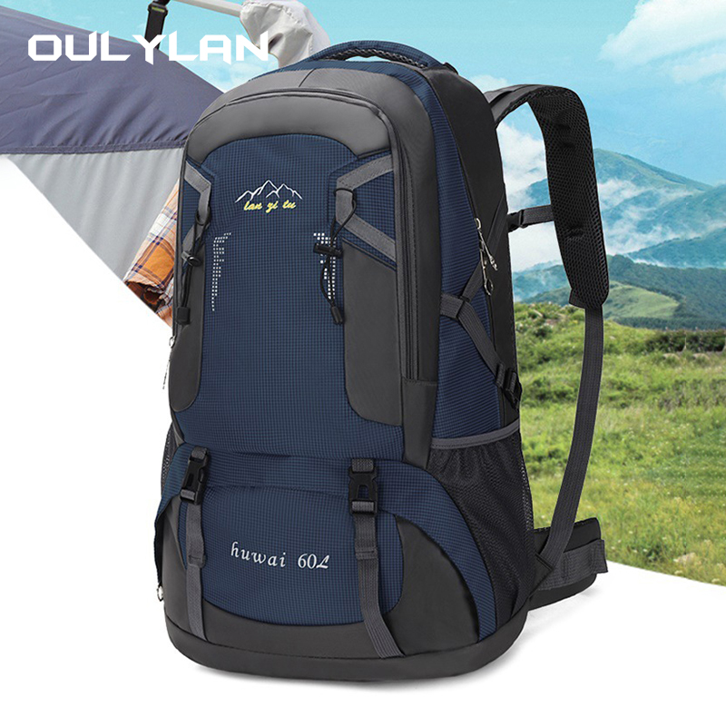 Grote reistas met ruime capaciteit, wandelrugzak van 60 liter, bergbeklimmersrugzak, outdoor survivaltas, waterdichte reistas met dubbele schouderband, fietstas