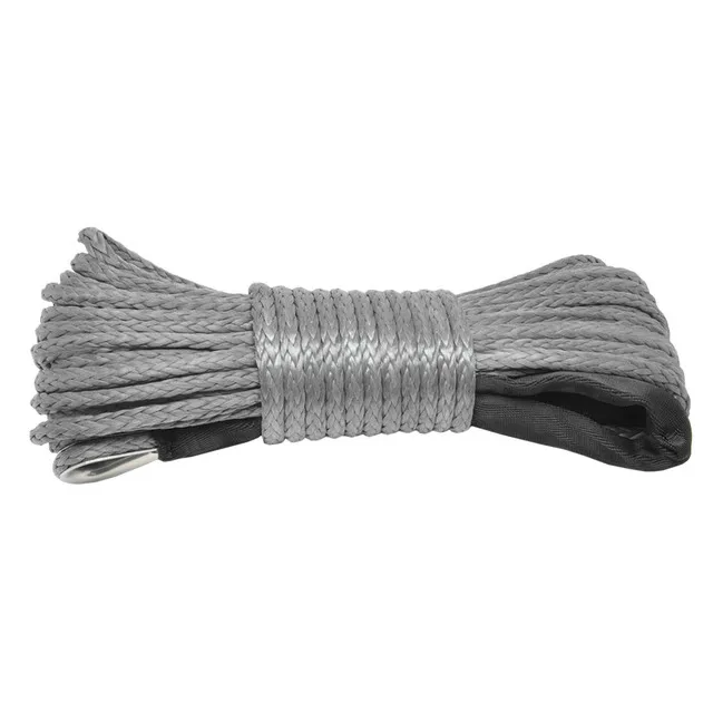 15m Winch Cable Kevlar Cable Towing Car Tow Strap Trailer Rope with Hook for ATV Off Road Accessories 7700lbs 3.5T: black