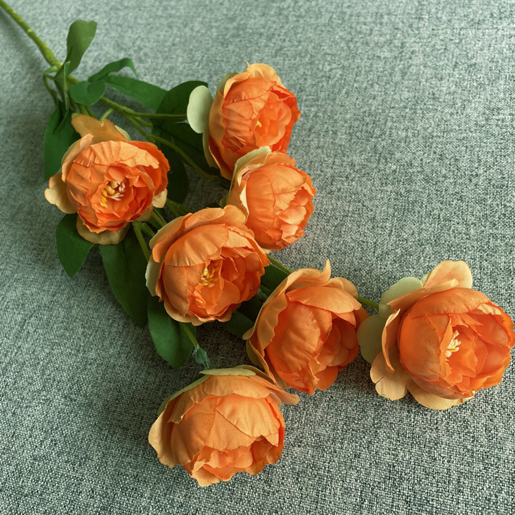 7heads/branch mini peony aritificial flower: green