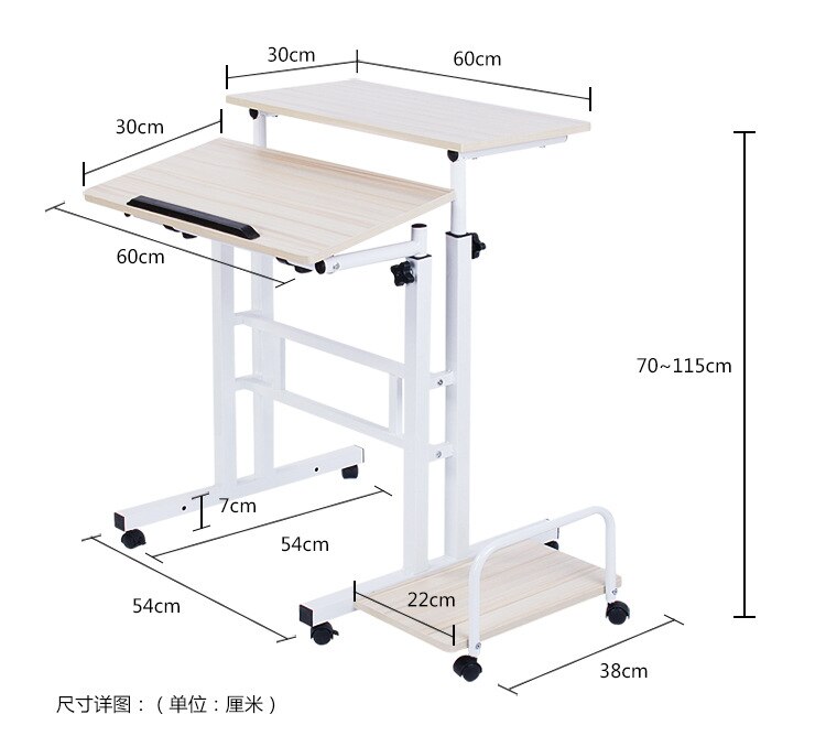 Gratis Lifting En Moving Sit-Stand Bureau Kantoor Werkstation Houder Computer Tafel Met Universele Wiel En Host Houder