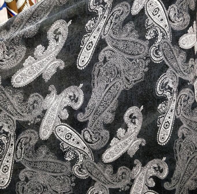 Chiffon boheme print paisley stof gør-det-selv sytilbehør åndbart kjole stof blomsterprint chiffon kjole stof