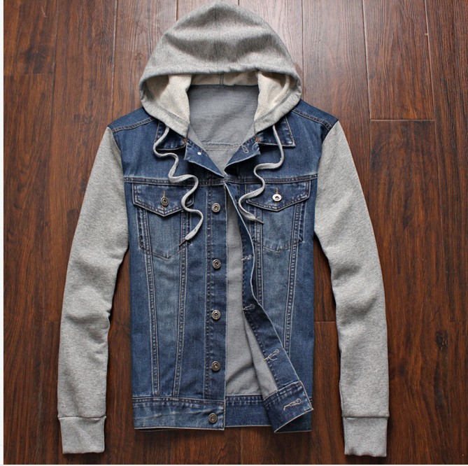 Prendas de vestir con capucha de mezclilla para hombre, chaqueta vaquera informal a la para adolescentes, abrigo de talla grande