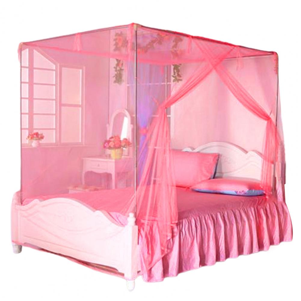 196*165cm łóżko kopułkowe moskitiera baldachim oddychająca siatka projekt prosta instalacja pojedyncze łóżko baldachim zasłona moskitiera: Różowy