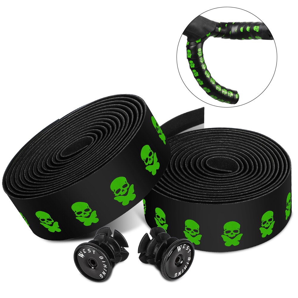 Fahrrad Lenker Band Weiche Rennrad Dämpfung Lenker wickeln Band einstellen mit Stecker Radfahren Anti-Vibration wickeln Griff Bar Band: Grün