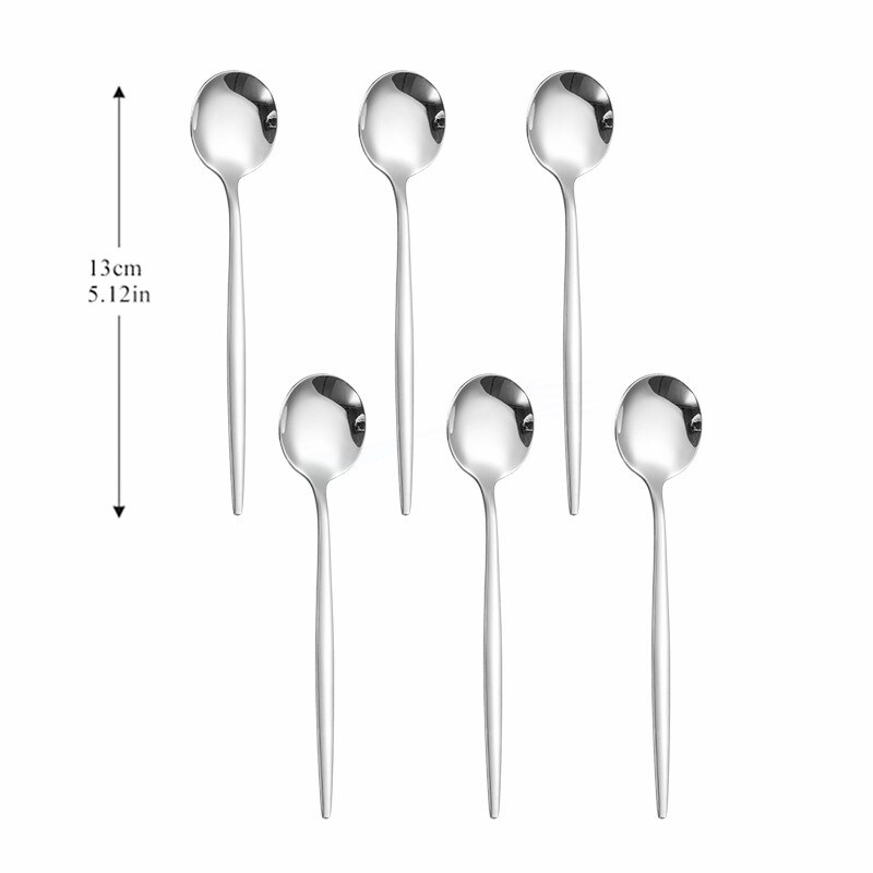 Spoon Silver Stainless Steel Cutlery Set 6pcs Tea Spoon Kitchen Complete Tableware Set Western Silverware Luxury Dinnerware Set