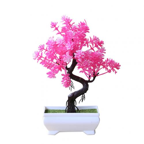 Artificial Potted Tree Decorative Bonsai Simulation Plant Home Office Decor Table Centerpieces DIY Ornament: Pink