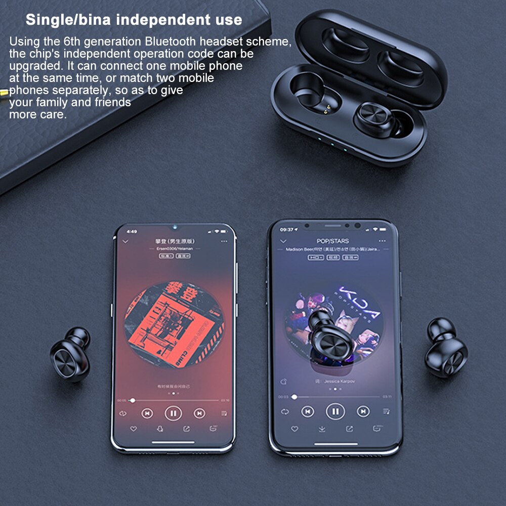 B5 TWS Fingerprint Touch Bluetooth Wireless Earphone Hifi 6D Stereo Headphones Noise Cancelling Gaming Headset PK GT1 H01 i9000