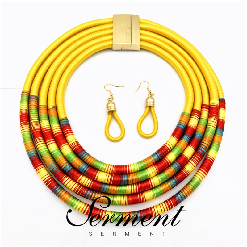 Collier multicouche de Style africain de SERMENT fermoir magnétique tissé européen collier exagéré bijoux de colorisés