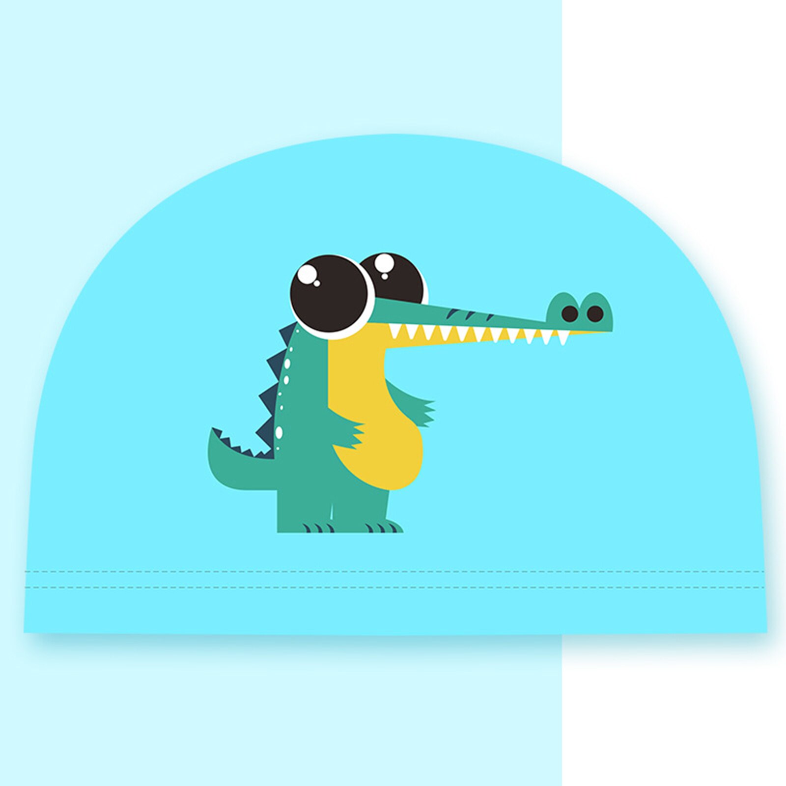 3D Swim Hat Stretchy Bathing Swimming Hat Teens Girls Boys Beach Cute Swim Age 2-12 Toddle Children Pool Ear Protector: Blue Crocodile