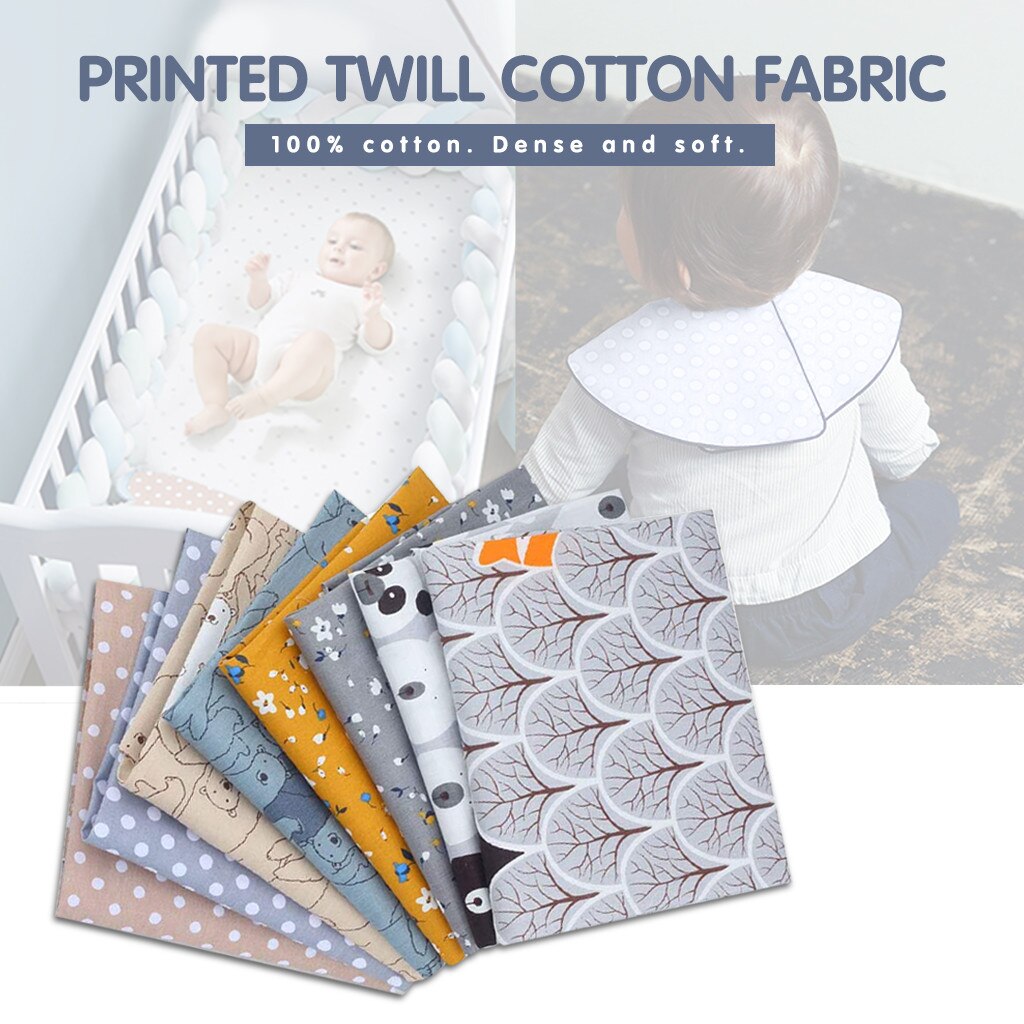 8PCS Cotton Craft Fabric Printed Cloth Sewing Quilting Fabrics for Patchwork Needlework DIY Handmade Accessories 20Arl27