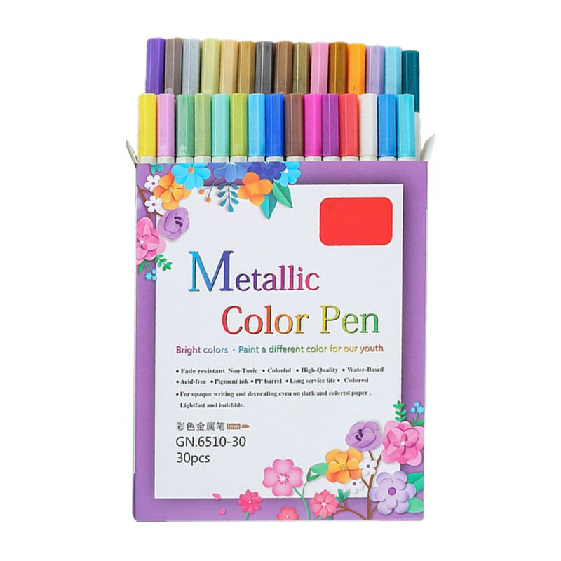 10/12/15/20/30 Colors Metallic Micron Pen Detailed Metal Paint Maker DIY Album Paper Drawing School Art Supplies: 30 Colors