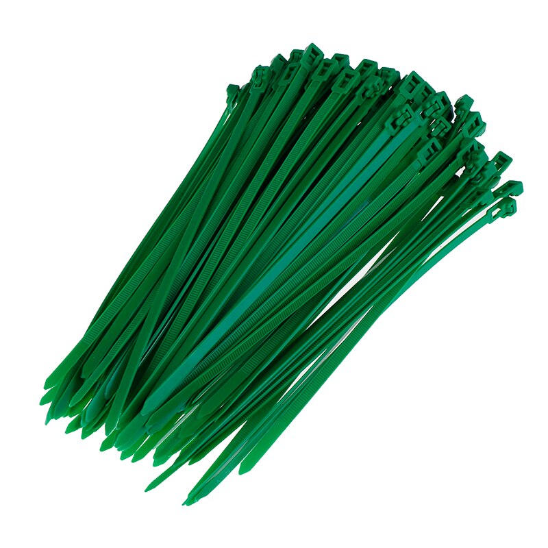 100 stk 200mm aftagelige kabelbindere farvet plast genanvendelige kabelbindere 6 farver: Grøn