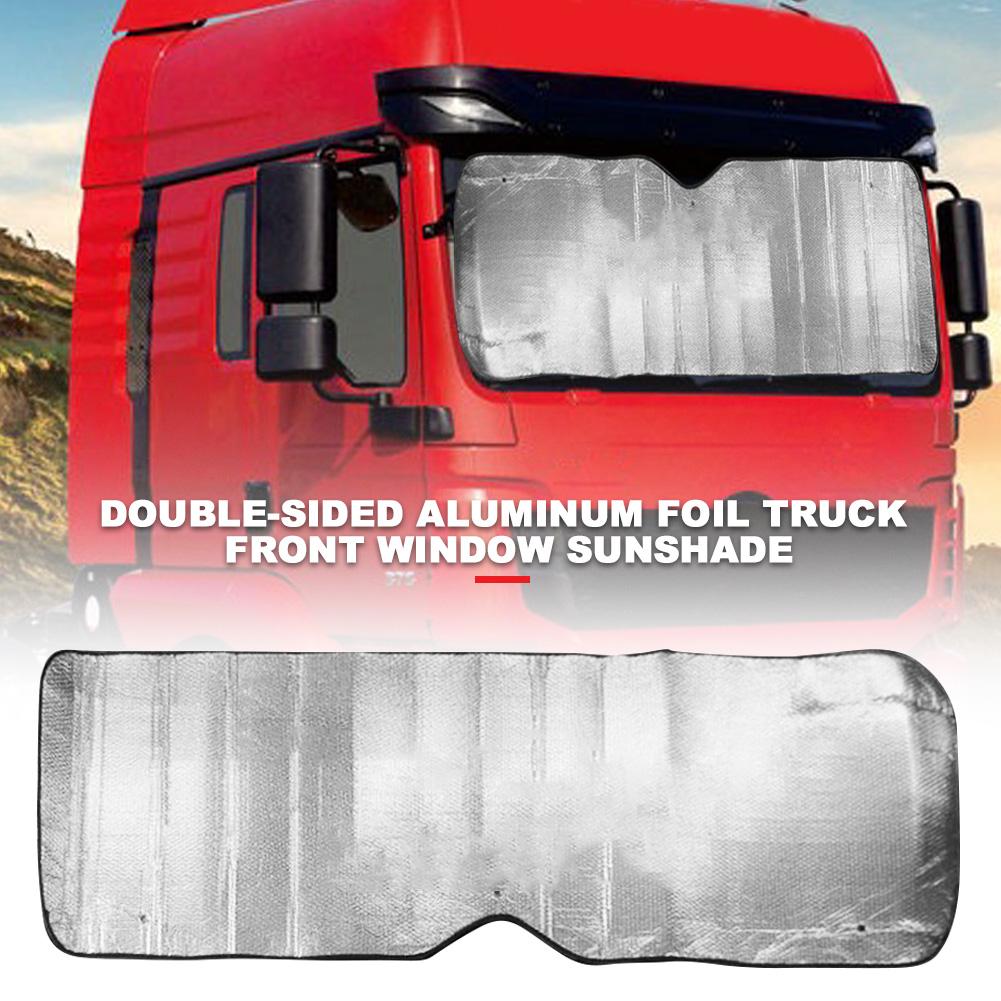 Cubierta de ventana delantera de automóvil de 220x70CM, película de aluminio plateada de doble cara, cubierta protectora plegable para parabrisas y parasol para camiones