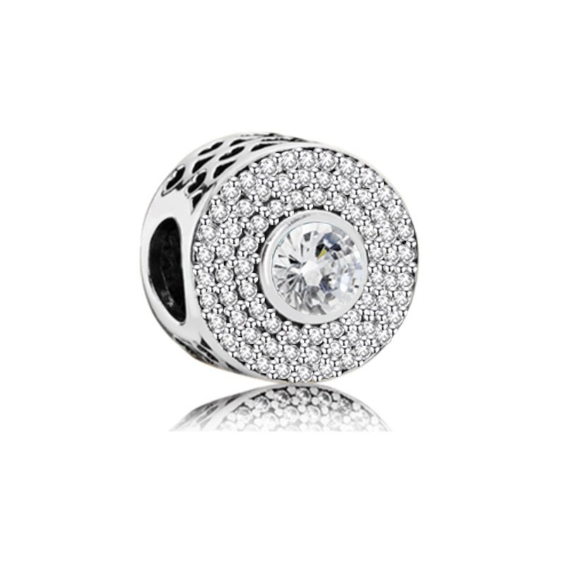 Europäischer, komplett weißer pavé-Abstandshalter-Clip mit gänseblümchenherzen, diy-feinperlen, passend für Original-Reize, silber, 925er -armbandschmuck: B174- bai