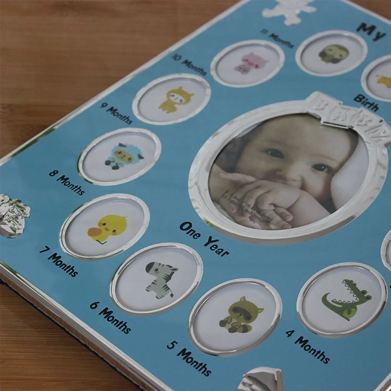 de recuerdo de bebé de 1 a 12 meses, marco de fotos de primer año, marcos de Metal de recuerdo para niños, decoración del hogar, registro de crecimiento de bebé