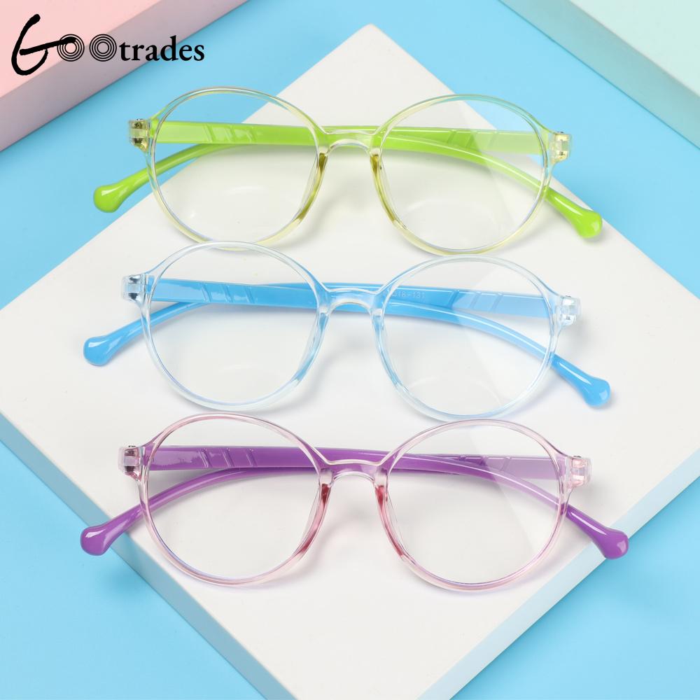 1Pc Anti-blue Light Kids Glasses Computer Eye Protection Eyeglasses Ultra Light Round Frame Online Eyewear Accessories