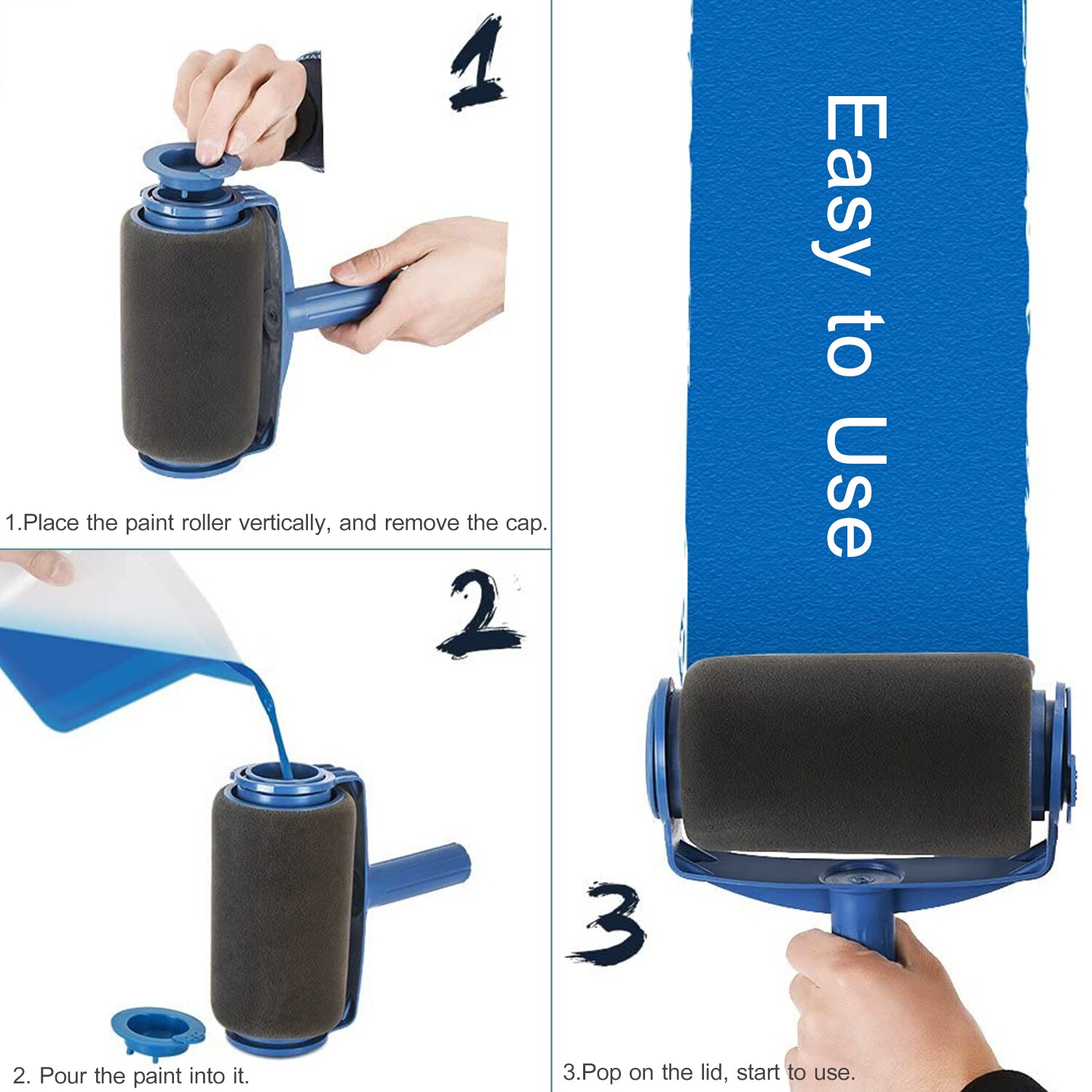 5-Piece Paint Roller Brush Kit Includes Roller Brush Painting Edger Corner Cutter Painter Tray Plastic Jug for Painting House