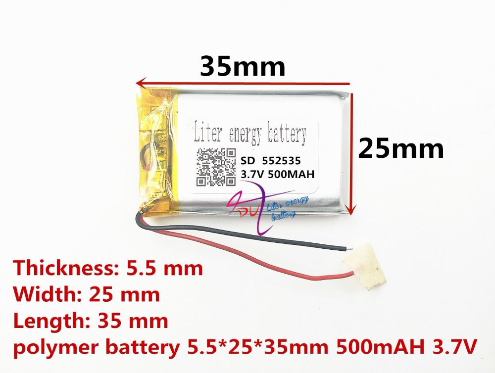 (1 stuks/partij) Polymeer lithium-ion batterij 500 MAH 3.7 V, 552535 CE FCC ROHS MSDS certificering