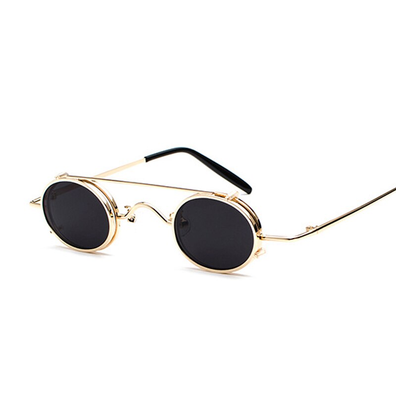FS YURI YUAN retro rot Linse Steampunk Sonnenbrille Männer Kleine Größe Metall Rahmen Oval Gläser Doppel Objektiv Abnehmbare Punk Sonne gläser: C6