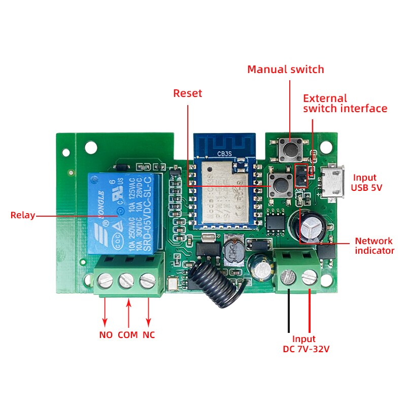 Tuya smartlife  dc 12v 24v 32v wifi trådløs bryter, intelligent modulrelé, inching-modus, alexa google hjem  rf433 fjernkontroll