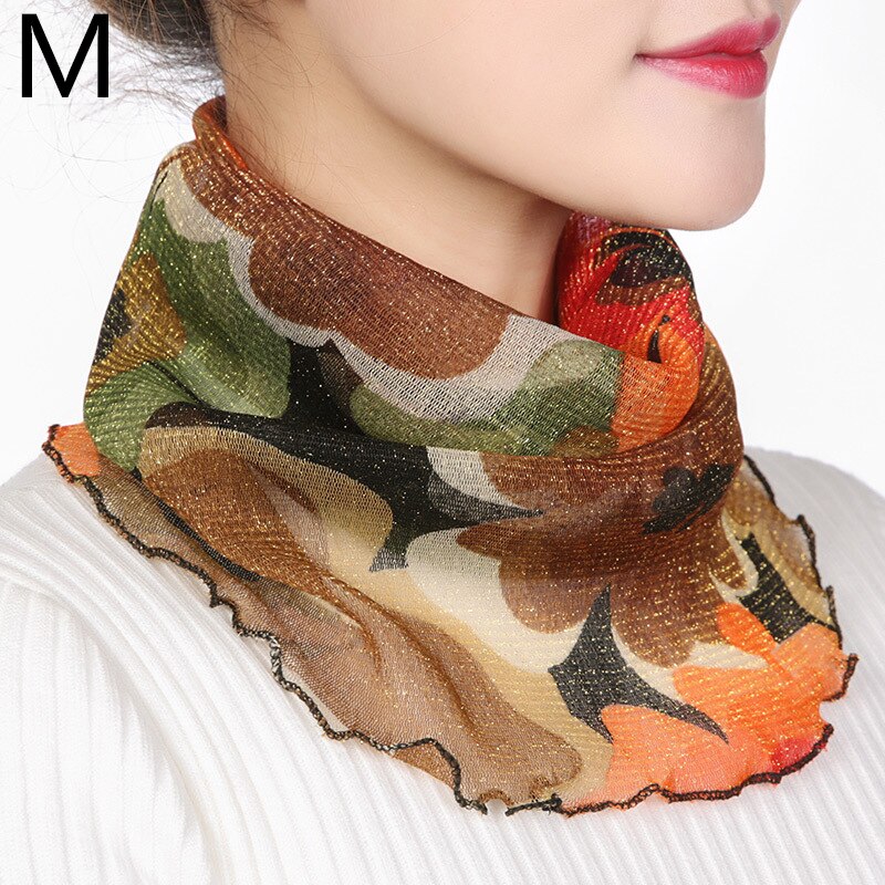 Chiffon Zomer Hals Kraag Sjaal Dames Gezicht Cover Maskers Zijde Bib Zonnebrandcrème Verscheidenheid Zon Bescherming Cirkel Sjaal Mesh Hoofdband: M