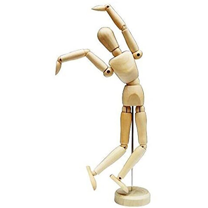 Flexible Wooden Puppet Model Removable Wooden Artist's Sketch Model Home Office Desk Decoration 2 Pcs 12 Inch