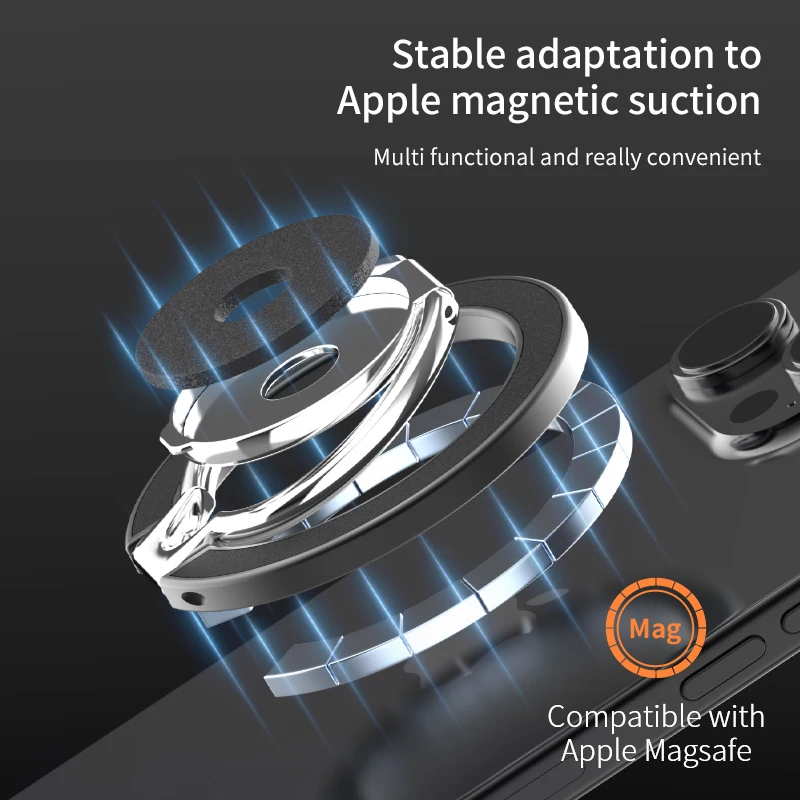 Double Sided MagSafe Phone Stand Magnetic Phone Ring Holder Kickstand Magnet Grip for iPhone 16 15 14 13 Android Gym Car Holder