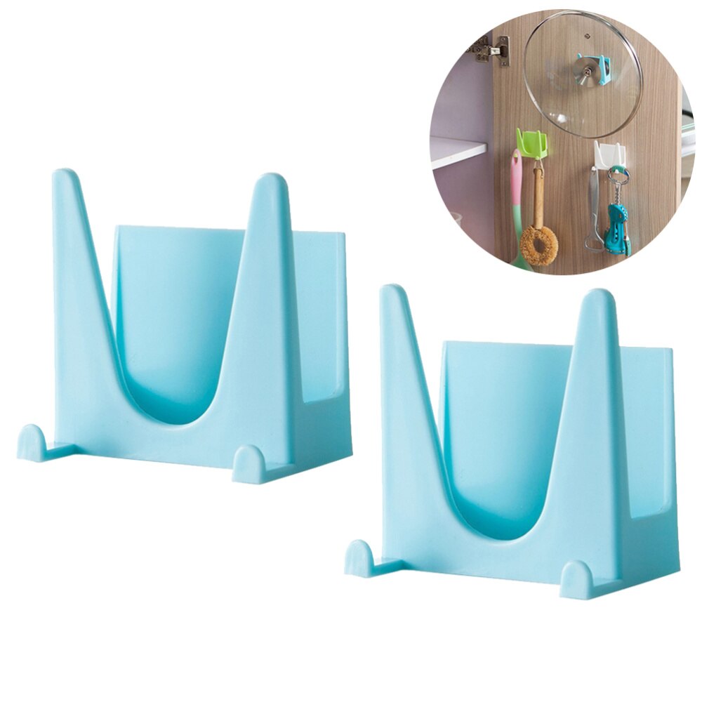 Soporte para tapas de ollas montado en la pared, soporte de tapa de olla, organizador de herramientas de cocina, estante de almacenamiento (azul), 2 uds.