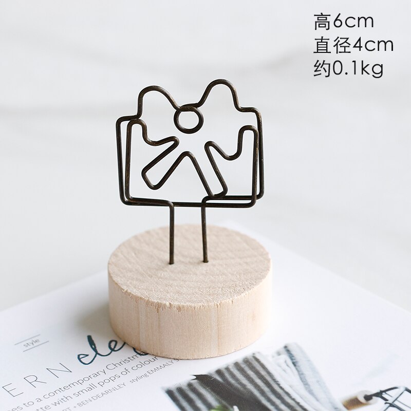 Nordic simple modern wooden note holder home decorations Figurines message photo card holder WJ021935