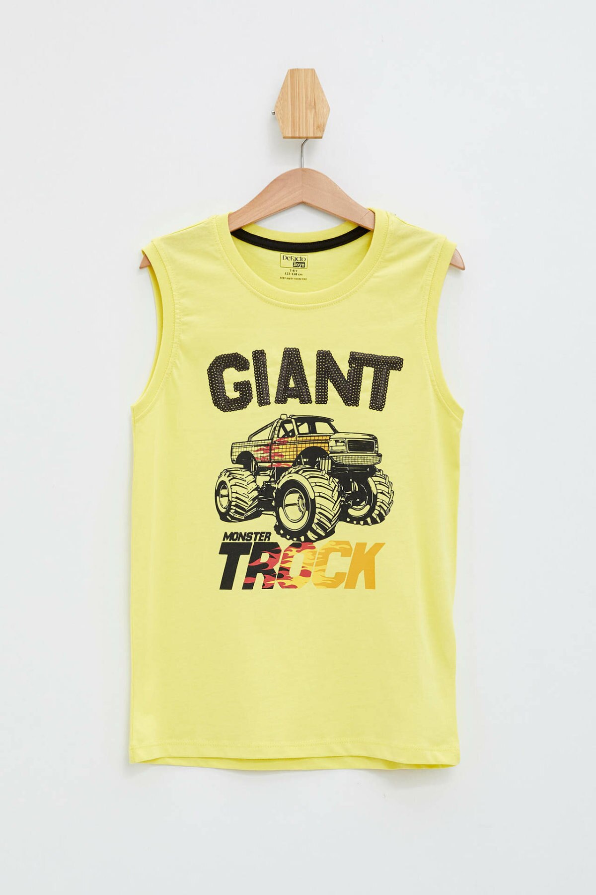 de facto Junge Sommer Ärmellose T-Hemden Jungen lässig Gelb oben Abschläge Jungen Lkw Drucke Sportler T-Hemden-K7003A619SM