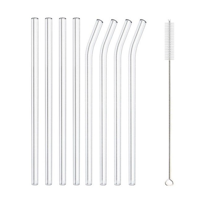 Reusable Glass Straws Smoothie Drinking Straw for Milkshakes Frozen Drinks Drinkware Straws Set: 8pcs mixed