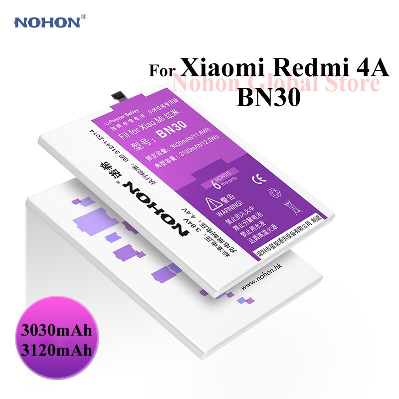 Nohon Batterie Für Xiaomi Redmi 4A BN30 Redmi4A 3030mAh 3120mAh eingebaute Hohe Kapazität Telefon Bateria Li-polymer batterien + Werkzeuge