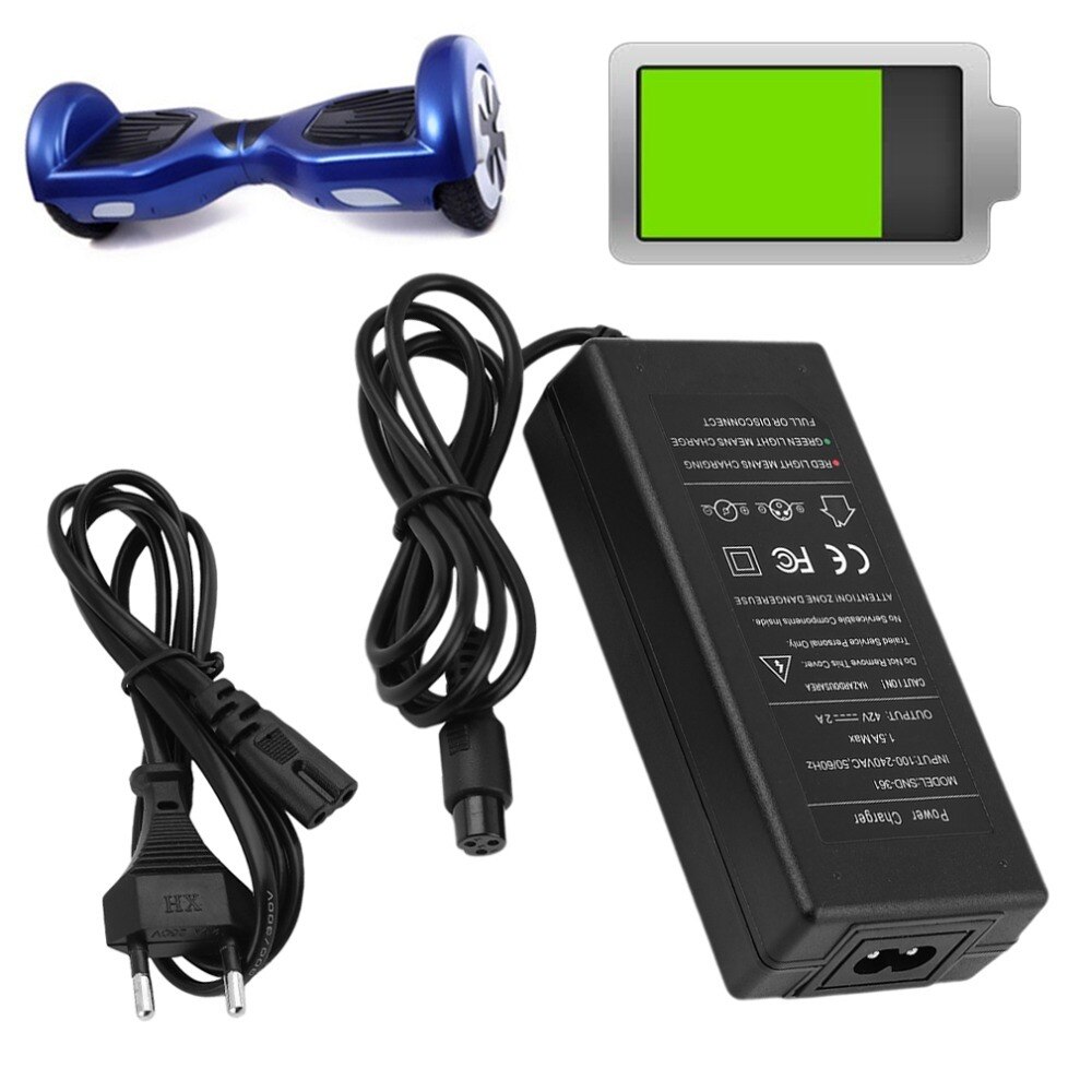 42V 2A entraînement électrique intelligent balancier auto équilibrage Scooter vol stationnaire conseil puissance batterie chargeur ue Plug
