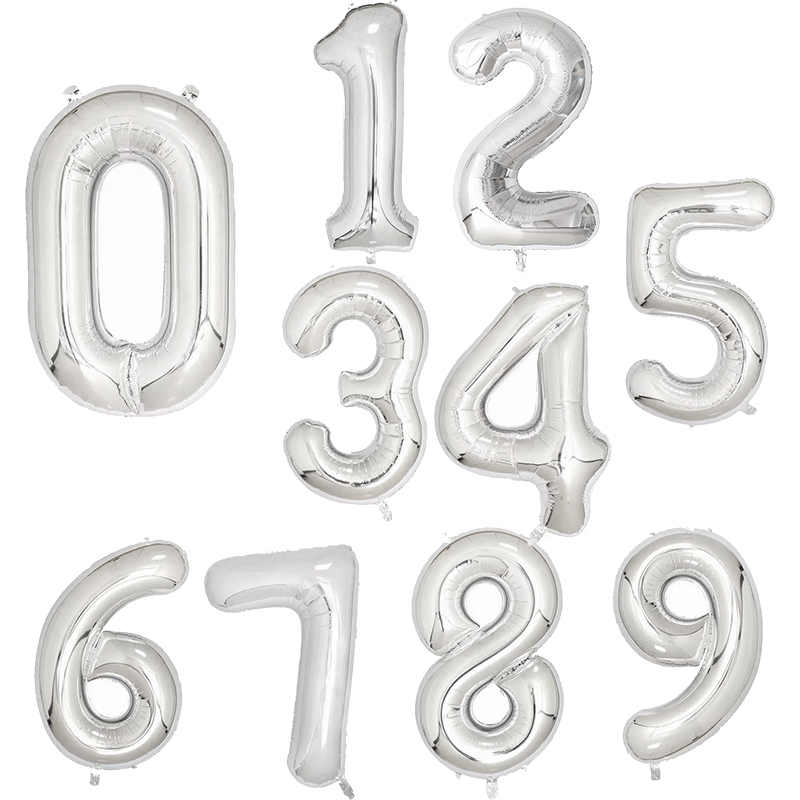 32 Inch Grote Folie Verjaardag Ballonnen Helium Nummer Ballonnen Happy Birthday Party Decoraties: silver